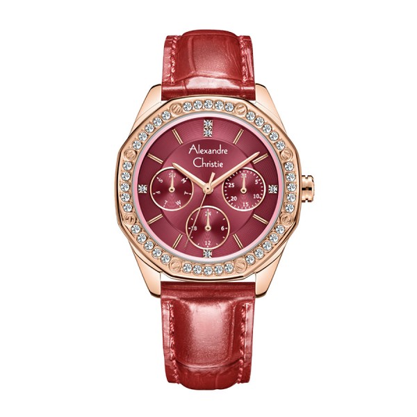 Alexandre Christie AC 2B17 Rosegold Red Leather BFLRGRE